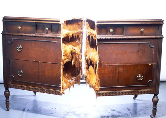 You fill me with meaning-Dresser filled with 300 pounds of caramel and broken in half. 