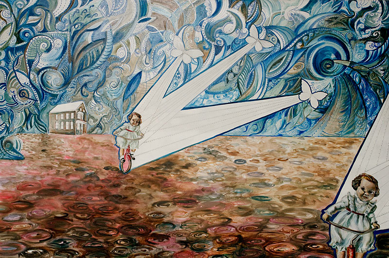 Ride of the Blue Marys - oil on board