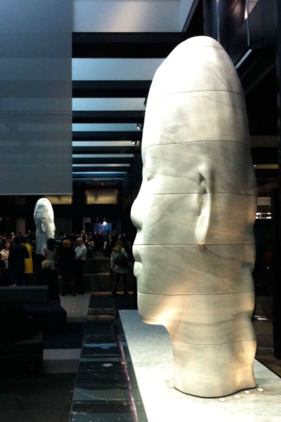 Jaume Plensa sculptures in the Grand Hyatt lobby.