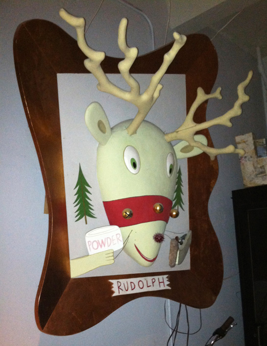 A reindeer from a holiday store display.