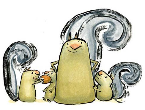A portrait of the final squirrel family from the book: