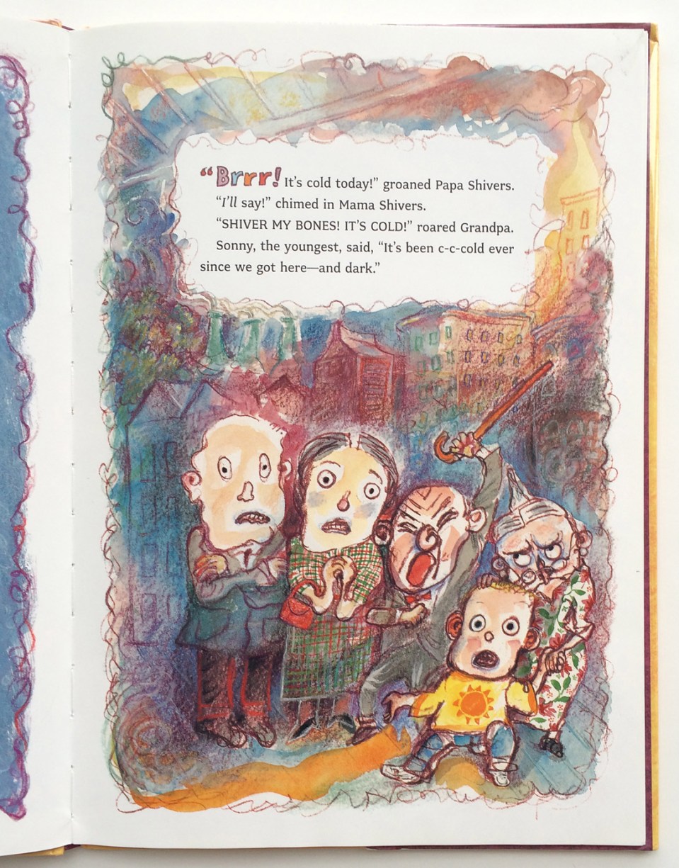 The Shivers in the Fridge interior illustration (written by Fran Manushkin and illustrated by Paul O. Zelinsky)