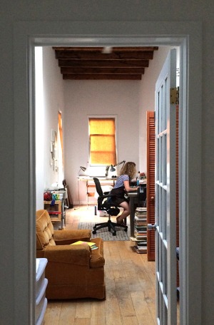 Dasha Tolstikova in her home studio in Brooklyn, NY.